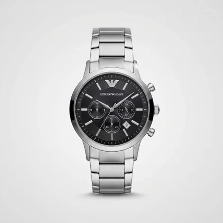 Emporio Armani Chronograph Steel & Black — إيمبوريو أرماني كرونوغراف الفولاذ الأسود الكلاسيكية الفاخرة