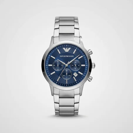 Emporio Armani Chronograph Steel & Blue — إيمبوريو أرماني كرونوغراف الفولاذ والأزرق الفاخرة