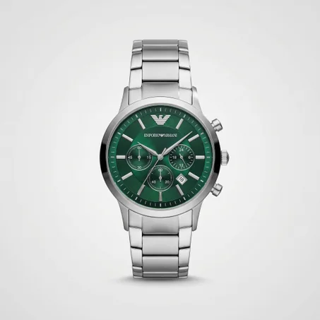 Emporio Armani Chronograph Steel & Green — إيمبوريو أرماني كرونوغراف الفولاذ والأخضر (أرماني إيمرالد الخضراء الفاخرة)