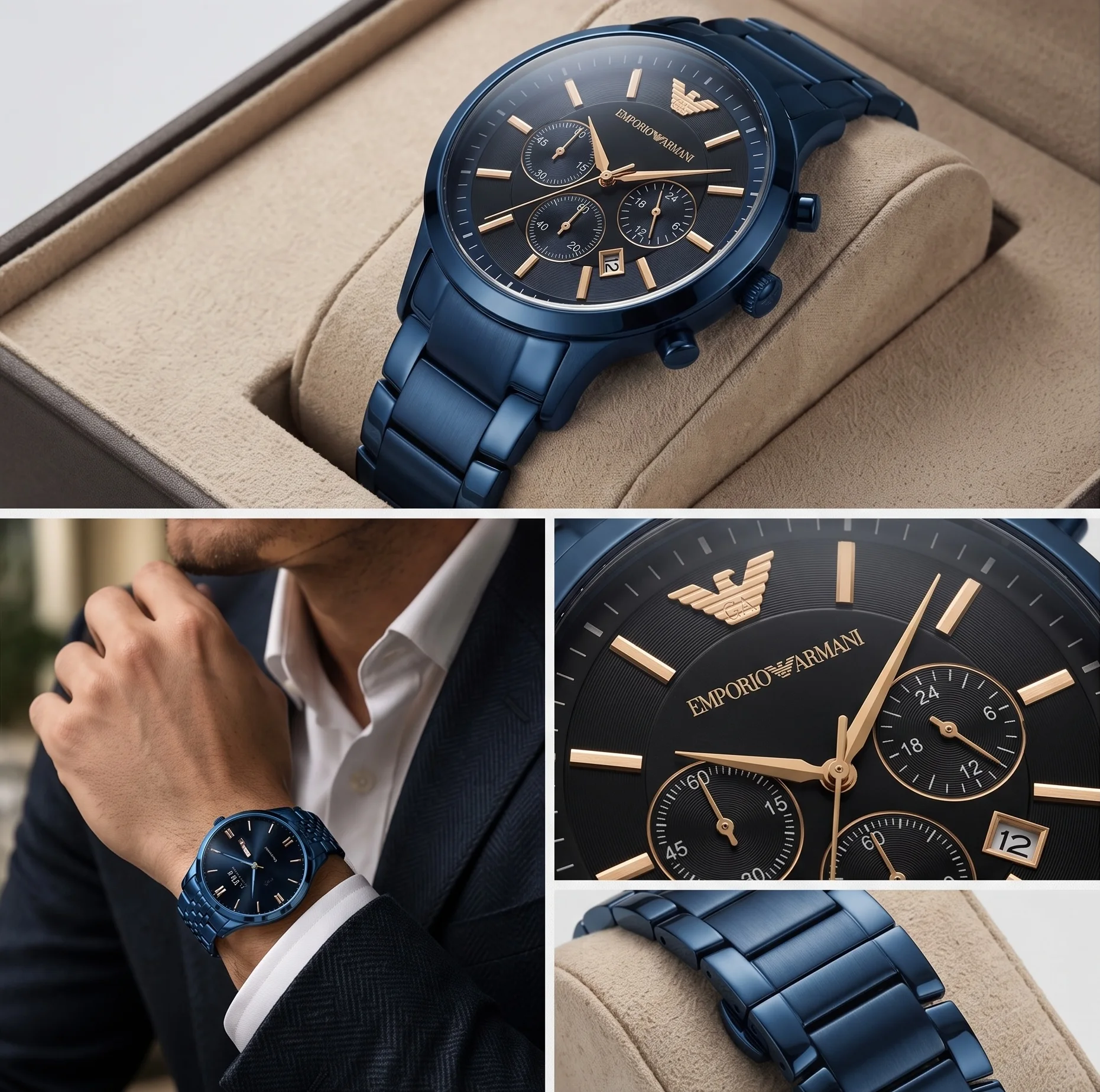 Emporio Armani Chronograph Full Blue — إيمبوريو أرماني كرونوغراف الأزرق بالكامل (أرماني أوشن الملكية)