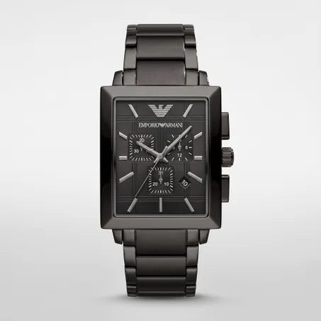 Emporio Armani Rectangular Chronograph Full Black — إيمبوريو أرماني كرونوغراف المستطيلة السوداء بالكامل