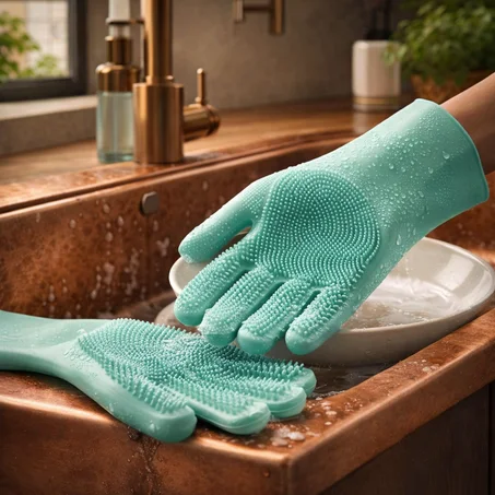 قفازات سيليكون لليدين لحماية اليدين أثناء غسل الأواني والطهي والاستخدامات المنزلية