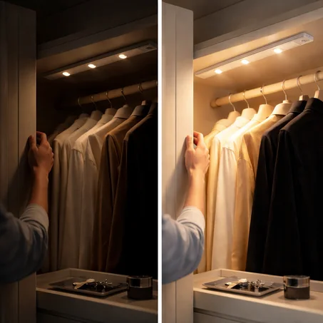 شريط إضاءة ضوئي بمستشعر حركة لتشغيل تلقائي داخل الممرات والخزائن والسلالم المنزلية