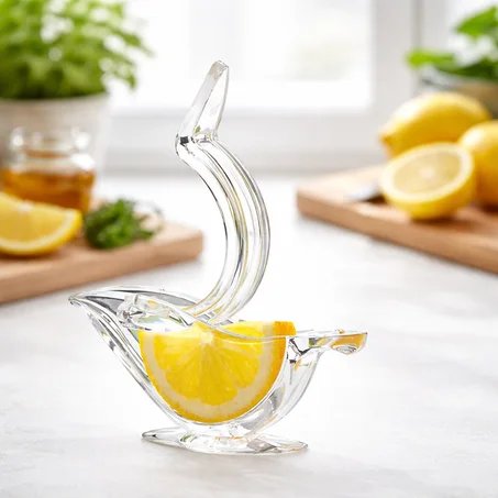 عصارة ليمون يدوية شفافة لعصر الليمون والبرتقال مباشرة في المطبخ