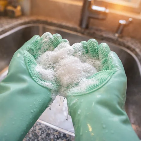 قفازات السيليكون متعددة الاستخدام لحماية اليدين أثناء الغسل والطهي والاستخدام اليومي