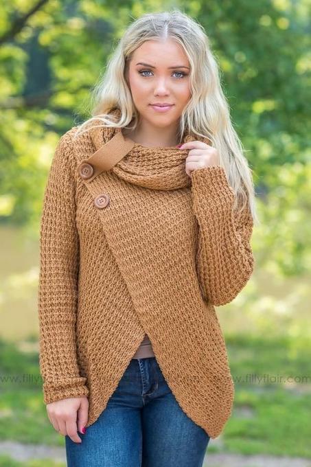 Pull à Col Roulé Boutonné