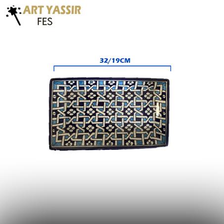 Assiettes rectangulaires marocaines décorées à la main - 32x19 cm