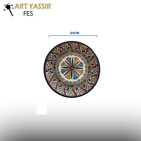 Assiettes marocaines en céramique décorées à la main - 24 cm
