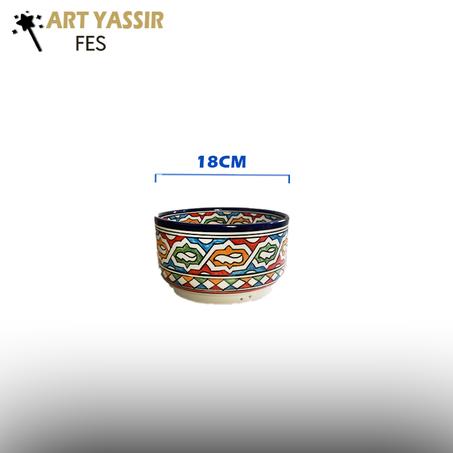 Chaldiya marocaine en céramique décorée à la main - 18 cm de diamètre, issue de l'art du zellige fassi