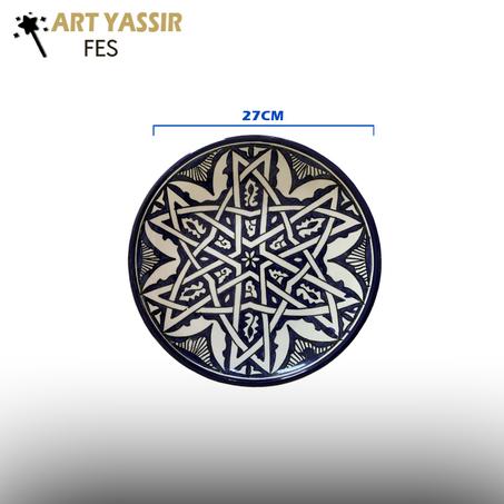 Assiettes marocaines en céramique décorées à la main - 27 cm