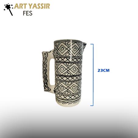 Pichet marocain en céramique décoré à la main - 23 cm