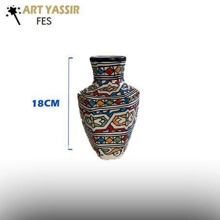 Vase artisanal marocain - Motif hexagonal traditionnel (18 cm)