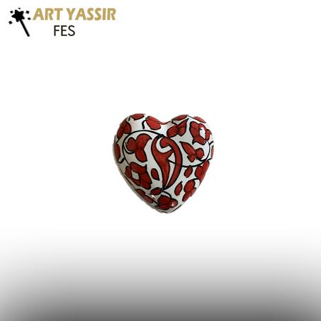 Boîte en céramique marocaine en forme de cœur - décorée à la main