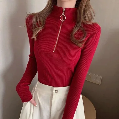 Pull Tricot Col Monté Adorable     تريكو كول مونتي بالسنسلة