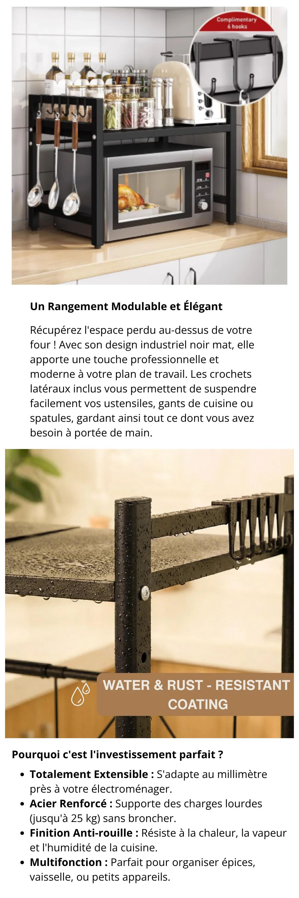 Étagère extensible détails