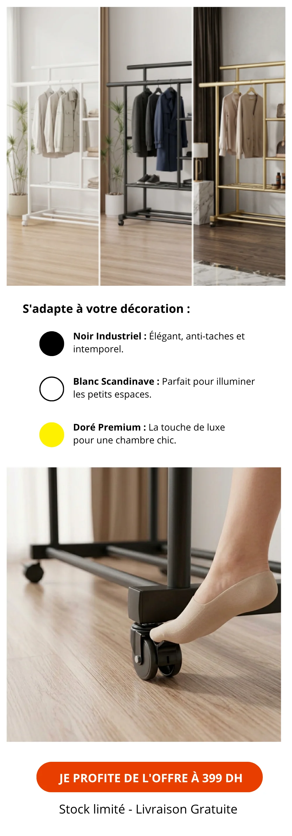 Organisateur double tige acier blanc