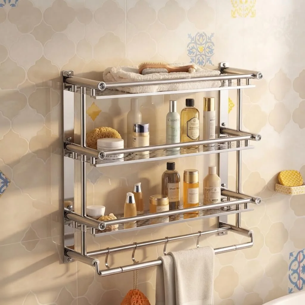 Étagère Murale de Salle de Bain 3 Niveaux