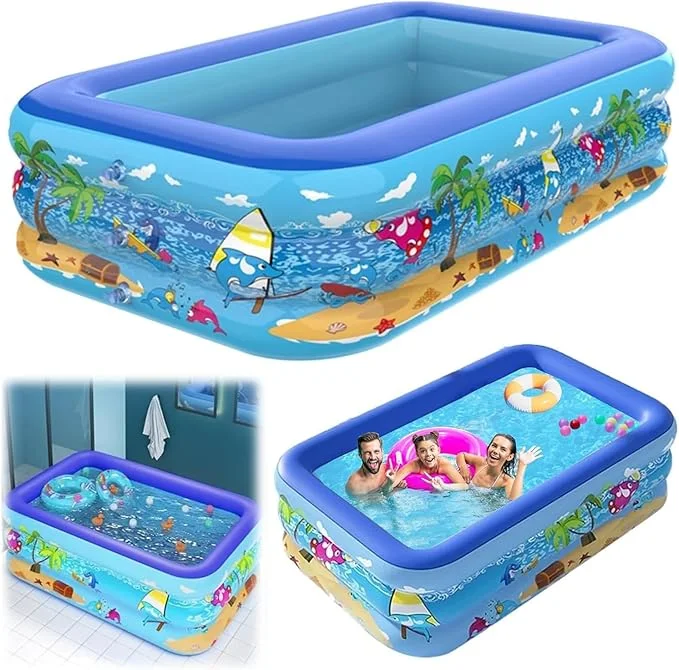 Piscine gonflable, grandes piscines familiales, 120 cm, de forme rectangulaire, avec armature, piscine pour enfants