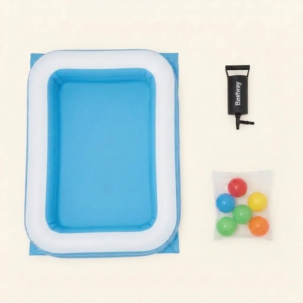 Pack Piscine Gonflable Familiale Bestway™ 3-en-1 – Piscine XXL 305 × 183 cm + Pompe Air Hammer™ + Balles Colorées Offertes