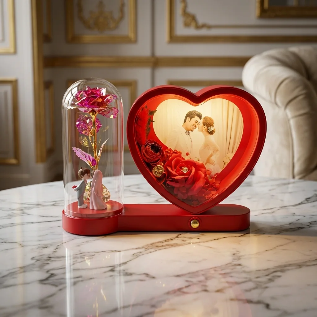 Cadre Photo Lumineux LED – Collection Cristal & Doré (7 Designs au Choix)