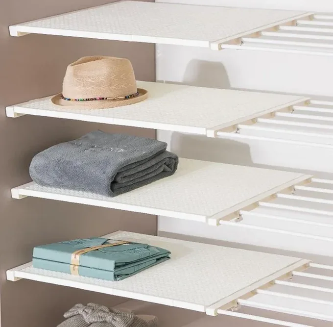 Étagère de Rangement Extensible Sans Perçage – Gagnez de la Place dans vos Placards.