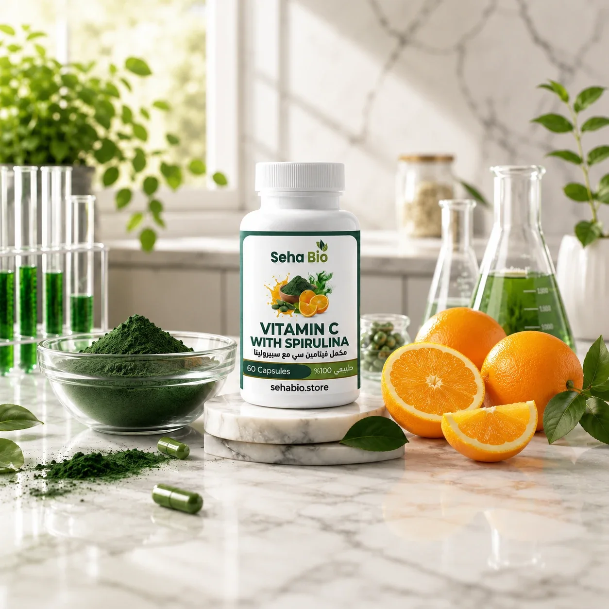 Vitamin C avec Spirulina - تقوية المناعة، محاربة الإرهاق الشديد وزيادة الطاقة اليومية