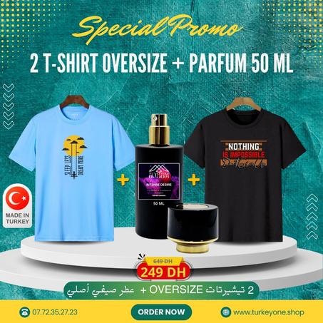 pack 2 t-shirt OVERSIZE + parfum original 50 ML