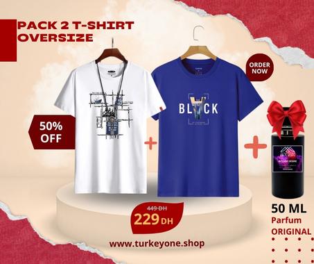pack 2 t-shirt OVERSIZE + parfum original 50 ML
