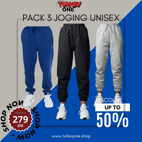 Pack 3 joging coton EU homme & femme