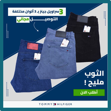Pack de 3 jeans Tommy Coupe Normal  ( Gris - Noir - Bleu )
