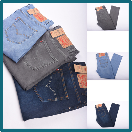 Pack de 3 jeans De luxe coupe Normal  ( Bleu petrole + Bleu clair + Gris )