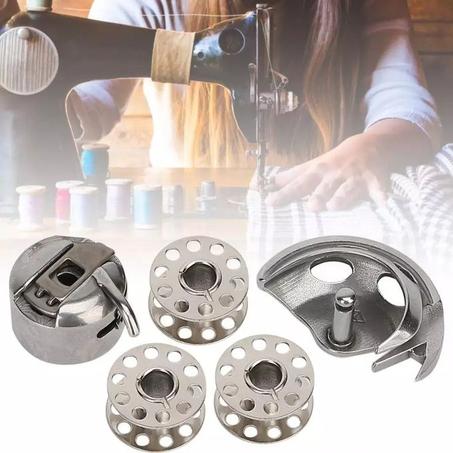 5 Bobines + boîtier de canette + crochet de navette pour Machine à coudre