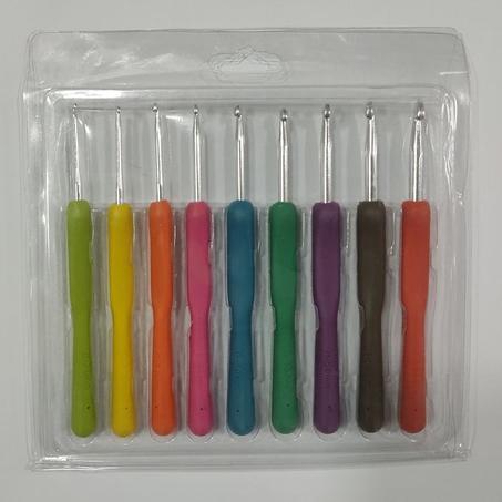 مجموعة خطافات كروشيه - إبرة حياكة مقاس 2-5 مم بمقبض ناعم، 9 مقاسات