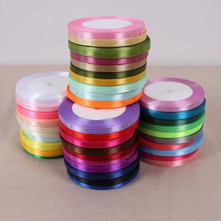 Rouleaux de ruban en satin coloré, pour travaux manuels et artisanaux, 6mm
