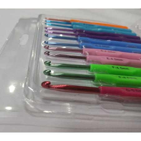 مجموعة خطافات كروشيه - إبرة حياكة مقاس 2-5 مم بمقبض ناعم، 12 مقاس