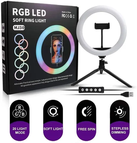 RGB LED Soft Ring Light MJ36 avec tripé
