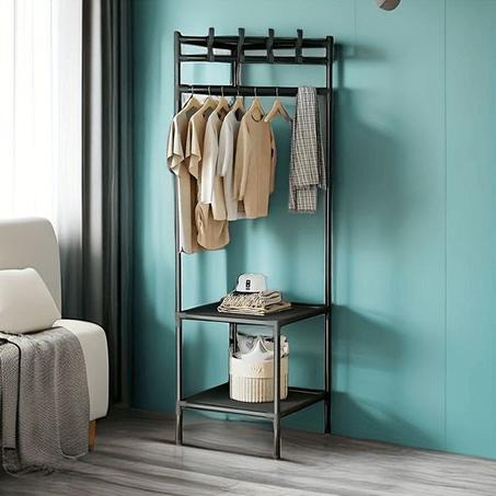 🧥 شماعة ملابس زاوية قابلة للطي – رف أحذية بطبقتين أو 3 طبقات | تصميم موفر للمساحة