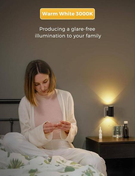 🔆 مصباح ليلي LED بمقبس حائطي مع مستشعر ضوء – قابل للتعتيم