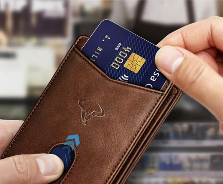 Portefeuille Homme ,Mince en Cuir, Porte-cartes de Poche Avant