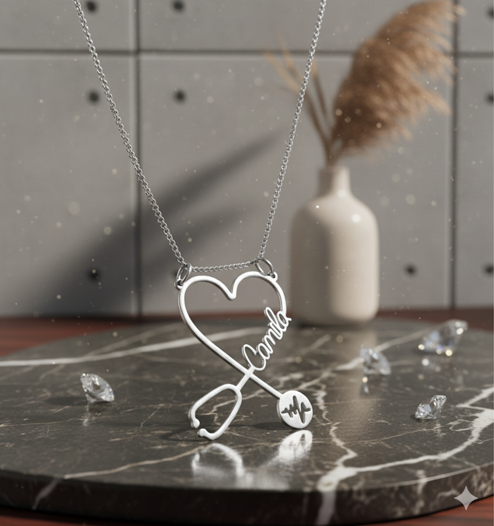 قلادة نبض الحياة الفضي