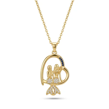 Collier Pendentif "Sœurs Sirènes" en Cœur