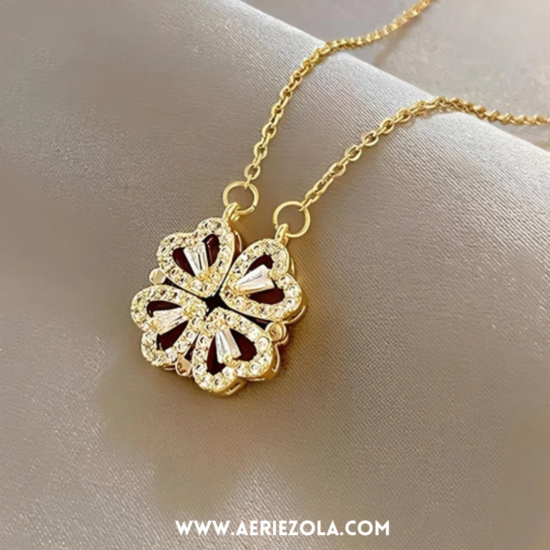 Collier Trèfle Coeur & Gourmette Rivière Doré