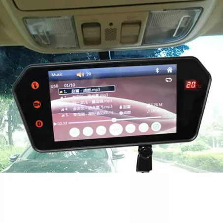 مرآة الرؤية الخلفية للسيارة مع شاشة TFT LCD مقاس 7 بوصات وشاشة فيديو بلوتوث ومشغل MP5 مع درجة الحرارة