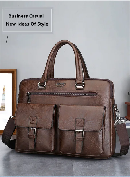 Jeep Sac à main Business Vintage en cuir PU 14 pouces V3