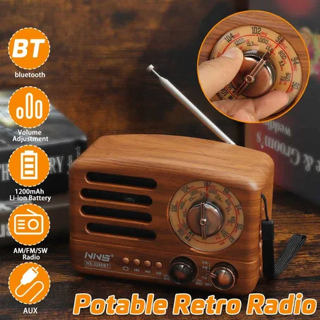 راديو محمول لاسلكي يعمل بالبلوتوث FM وUSB وبطاقة TF 3380BT