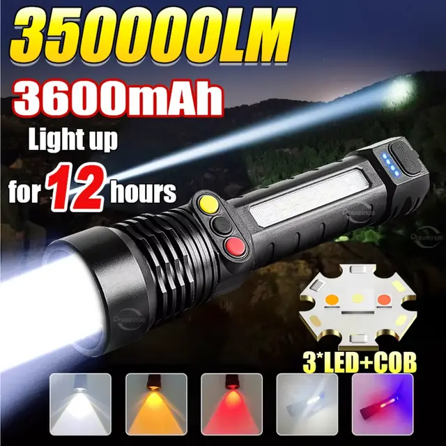 Lampe Torche LED Rechargeable Ultra Puissante (3 Diodes)