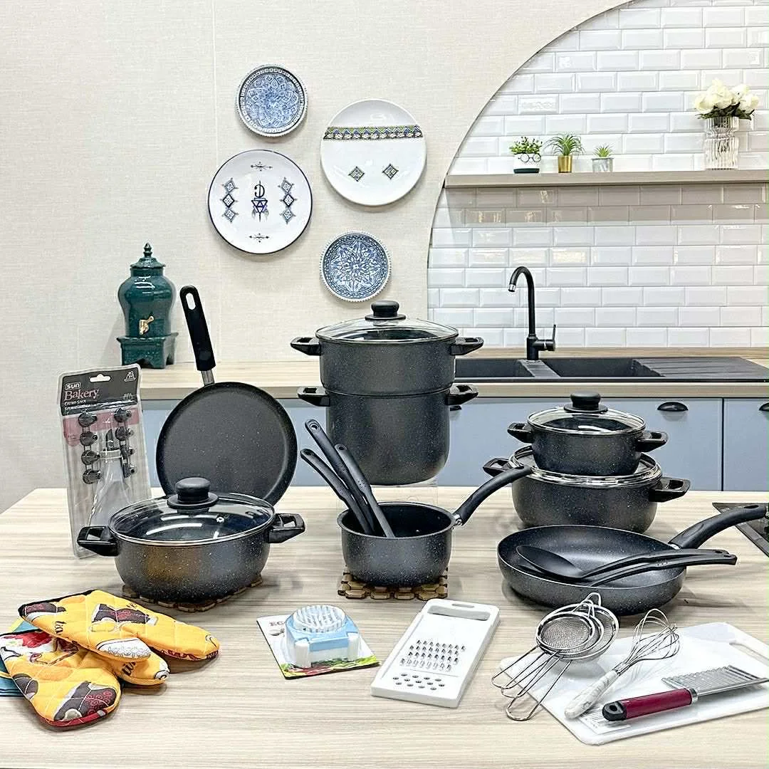 Set Complet 45 Pièces Ustensiles de Cuisine et Vaisselle