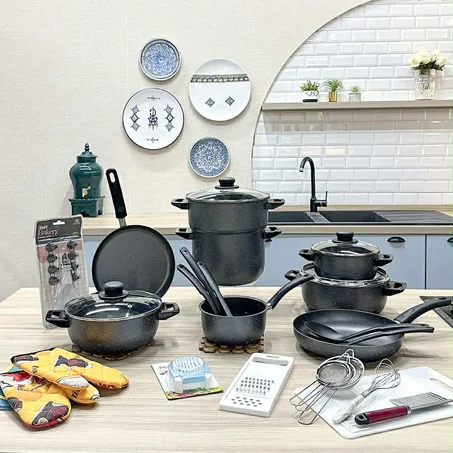 Set Complet 45 Pièces Ustensiles de Cuisine et Vaisselle