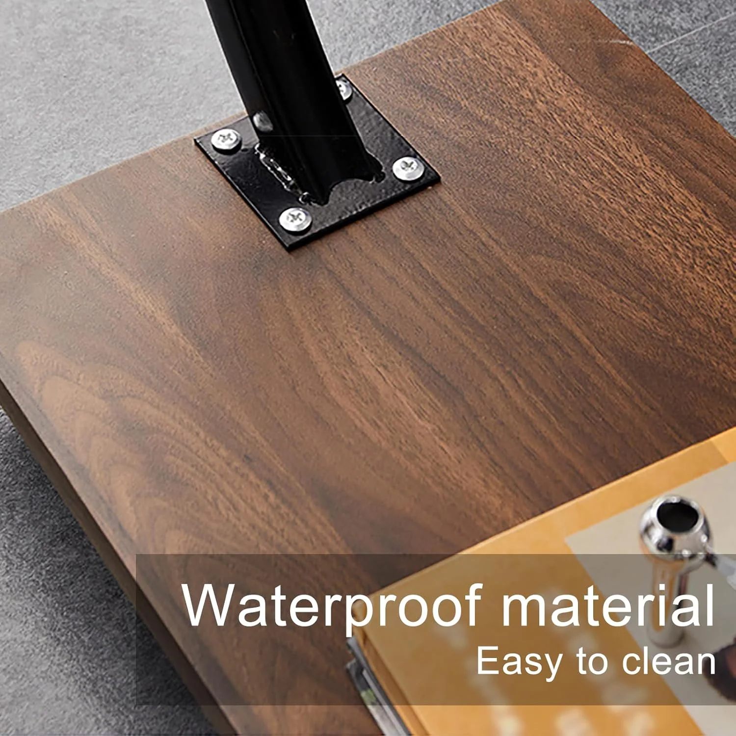 Table de Chevet Moderne en Bois et Acier Inoxydable