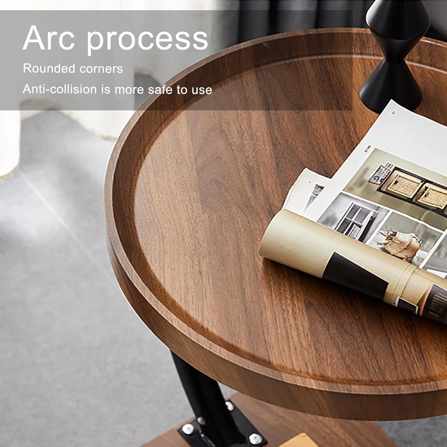 Table de Chevet Moderne en Bois et Acier Inoxydable